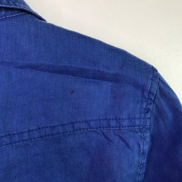 Jones NY Linen Shirt Royal Blue Button Front Womens S - Picture 6 of 9